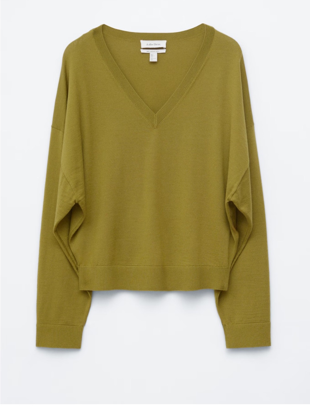 &other stories oversized  V-Neck wool Sweater in khaki green, size S, NWT